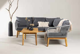 Chania kulmasohva sohvapöydällä - harmaa / akasia