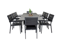 Levels ruokapöytä - musta alumiini / harmaa aintwood - 160/240*90 + Levels ruokatuoli