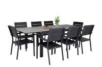 Levels ruokapöytä - musta alumiini / harmaa aintwood - 160/240*90 + Levels ruokatuoli