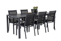 Break ruokapöytä - musta alumiini / musta aintwood - 205*90 + Parma kehystuoli