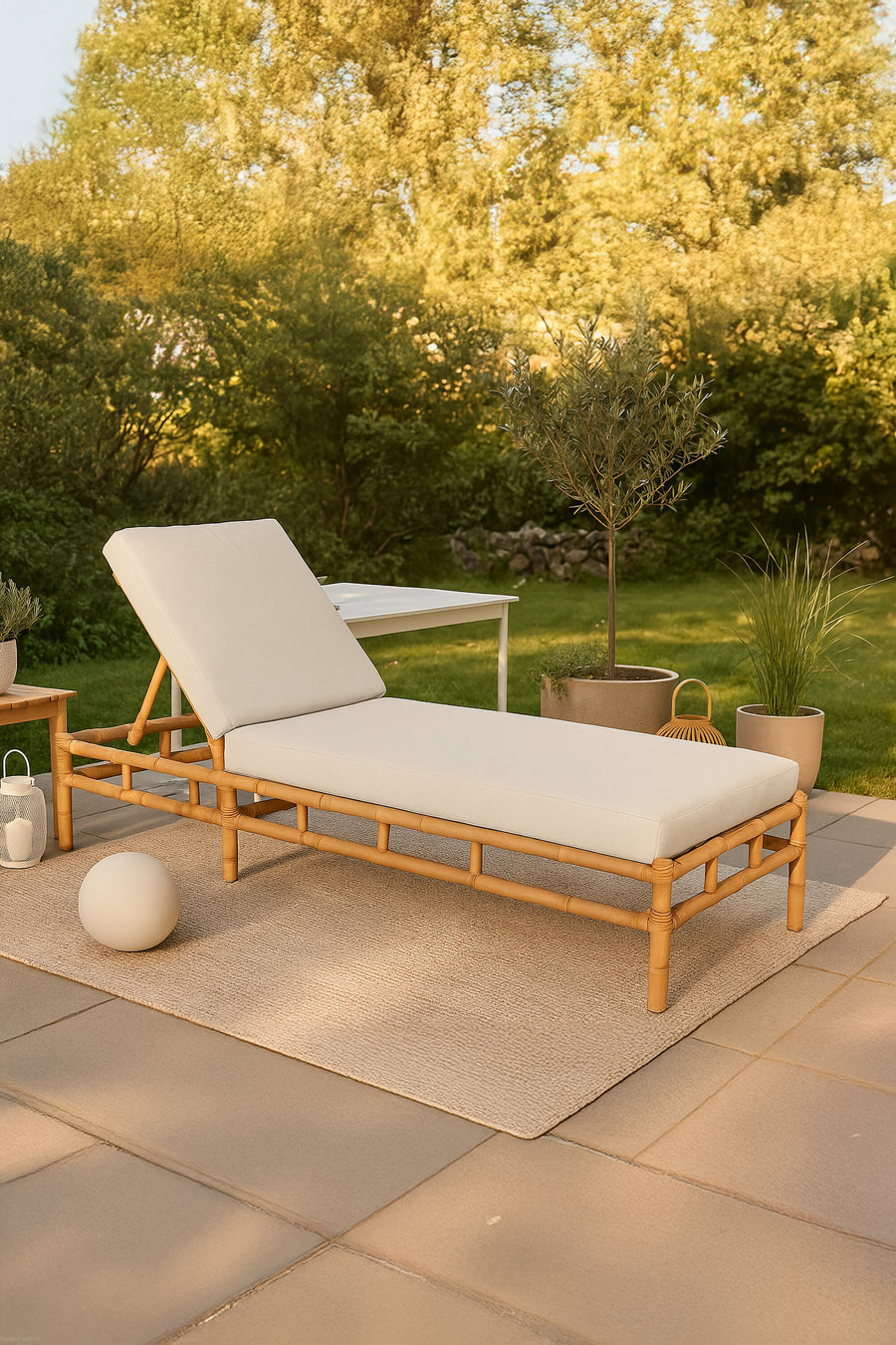 CANE aurinkopatja luonnonvärinen/vaaleanharmaa