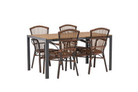 Rikkoutunut ruokapöytä 95*150 - musta / alumiini + Galera ruokatuoli - ruskea / alumiini