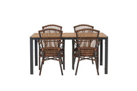 Rikkoutunut ruokapöytä 95*150 - musta / alumiini + Galera ruokatuoli - ruskea / alumiini