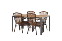 Rikkoutunut ruokapöytä 95*150 - musta / alumiini + Galera ruokatuoli - ruskea / alumiini