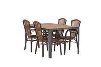 Rikkoutunut ruokapöytä 95*150 - musta / alumiini + Galera ruokatuoli - ruskea / alumiini