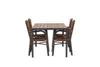 Rikkoutunut ruokapöytä 95*150 - musta / alumiini + Galera ruokatuoli - ruskea / alumiini