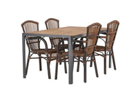 Rikkoutunut ruokapöytä 95*150 - musta / alumiini + Galera ruokatuoli - ruskea / alumiini