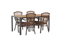 Rikkoutunut ruokapöytä 95*150 - musta / alumiini + Galera ruokatuoli - ruskea / alumiini