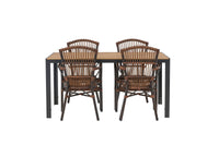 Rikkoutunut ruokapöytä 95*150 - musta / alumiini + Galera ruokatuoli - ruskea / alumiini