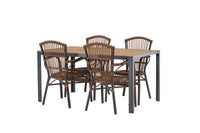 Rikkoutunut ruokapöytä 95*150 - musta / alumiini + Galera ruokatuoli - ruskea / alumiini