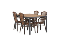 Rikkoutunut ruokapöytä 95*150 - musta / alumiini + Galera ruokatuoli - ruskea / alumiini