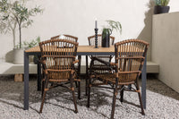 Rikkoutunut ruokapöytä 95*150 - musta / alumiini + Galera ruokatuoli - ruskea / alumiini