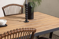 Rikkoutunut ruokapöytä 95*150 - musta / alumiini + Galera ruokatuoli - ruskea / alumiini