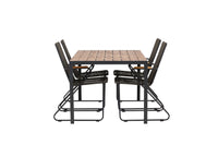 Break ruokapöytä 95*150 - musta / alumiini + Bois ruokatuoli - musta / harmaa ruskea