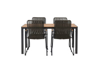 Break ruokapöytä 95*150 - musta / alumiini + Bois ruokatuoli - musta / harmaa ruskea