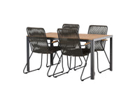 Break ruokapöytä 95*150 - musta / alumiini + Bois ruokatuoli - musta / harmaa ruskea