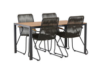 Break ruokapöytä 95*150 - musta / alumiini + Bois ruokatuoli - musta / harmaa ruskea