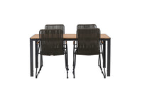 Break ruokapöytä 95*150 - musta / alumiini + Bois ruokatuoli - musta / harmaa ruskea