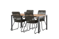 Break ruokapöytä 95*150 - musta / alumiini + Bois ruokatuoli - musta / harmaa ruskea