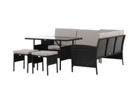 KNOCK Kulmasohvaryhmä sohvapöydällä musta/harmaa