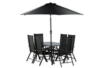 BREKKI Ruokailuryhmä, mukaan lukien aurinkovarjo, musta