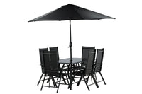 BREKKI Ruokailuryhmä, mukaan lukien aurinkovarjo, musta