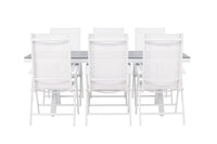 Garcia ruokapöytä 200*100 - valkoinen / alumiini / harmaa aintwood + Break ruokatuoli - valkoinen / alumiini / textilene