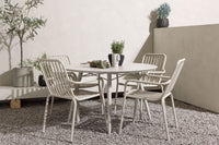 Lina ruokapöytä 120ø - Beige + Peking ruokatuoli - beige / alumiini