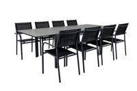 Levels ruokapöytä 160/240 - musta / harmaa + Santorini käsinojatuoli - musta alumiini / musta textilene