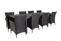 Marbella ruokapöytä 160/240*100 - musta + Knick käsinojatuoli - musta