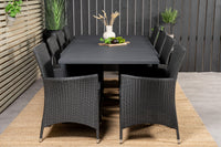 Marbella ruokapöytä 160/240*100 - musta + Knick käsinojatuoli - musta