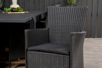 Marbella ruokapöytä 160/240*100 - musta + Knick käsinojatuoli - musta