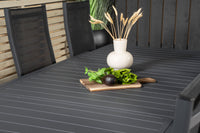 Marbella ruokapöytä 160/240*100 - musta + Copacabana keinutuoli ruokatuoli - musta alumiini / tekstiili