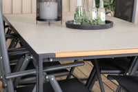 Texas ruokapöytä 200*100 - musta alumiini / tiikki / + Break 5:pos ruokatuoli - musta