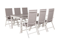 Levels ruokapöytä 160/240 - valkoinen / harmaa - Break 5:pos ruokatuoli - valkoinen / harmaa 6