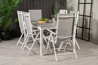 Levels ruokapöytä 160/240 - valkoinen / harmaa - Break 5:pos ruokatuoli - valkoinen / harmaa 6