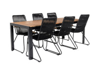 Bois ruokapöytä 200*100 - musta / akasia + Bois käsinojatuoli - musta alumiini