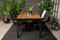 Bois ruokapöytä 200*100 - musta / akasia + Bois käsinojatuoli - musta alumiini