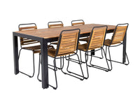 Bois ruokapöytä 200*100 - musta / akasia + Bois ruokatuoli - musta alumiini