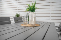 Break ruokapöytä 205*90 - valkoinen alumiini / harmaa aintwood + Levels mastotuoli - valkoinen / harmaa