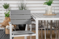 Break ruokapöytä 205*90 - valkoinen alumiini / harmaa aintwood + Levels mastotuoli - valkoinen / harmaa