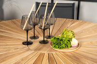 Mexico ruokapöytä ø140 - musta / tiikki + Santorini käsinojatuoli - musta