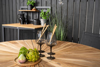 Mexico ruokapöytä ø140 - musta / tiikki + Santorini käsinojatuoli - musta