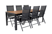 Bois ruokapöytä 200*100 - musta / akasia + Break 5:pos ruokatuoli - musta