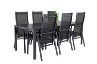 Rikkoutunut ruokapöytä 205*90 - musta / aintwood + Copacabana nojatuoli - musta