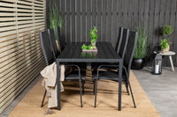 Rikkoutunut ruokapöytä 205*90 - musta / aintwood + Copacabana nojatuoli - musta