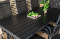 Rikkoutunut ruokapöytä 205*90 - musta / aintwood + Copacabana nojatuoli - musta