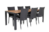 Puu ruokapöytä 200*100 - musta / akasia + Anna käsinojatuoli - musta