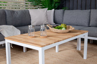 Copacabana kulmasohva Brasilia sohvapöydällä - valkoinen alumiini / harmaa / teak