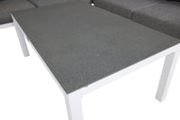 Copacabana kulmasohva sohvapöydällä - valkoinen alumiini / harmaa